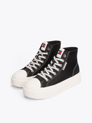 schwarz high-top plateau-sneaker für damen - tommy jeans