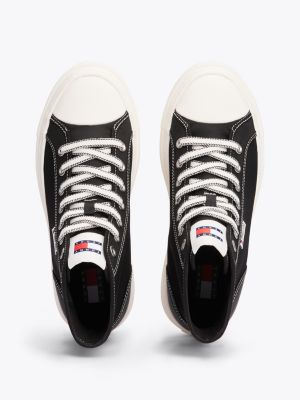 black flatform high-top trainers for women tommy jeans