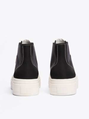 schwarz high-top plateau-sneaker für damen - tommy jeans