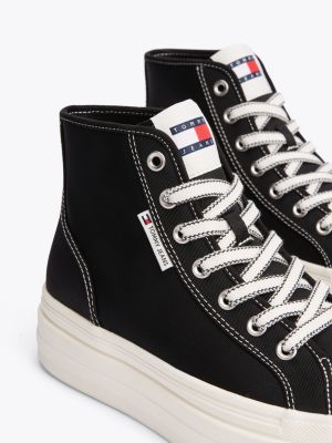 schwarz high-top plateau-sneaker für damen - tommy jeans