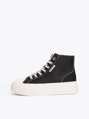 schwarz high-top plateau-sneaker für damen - tommy jeans