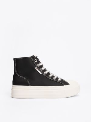 black high-top plateau-sneaker für damen - tommy jeans