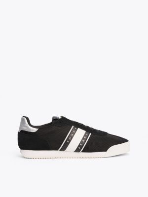 black sneaker met contrasterende texturen voor dames - tommy jeans