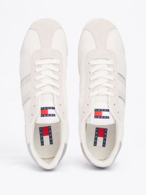 white contrast texture trainers for women tommy jeans