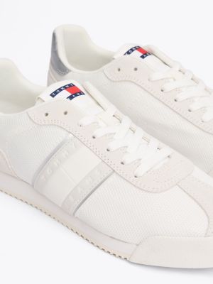 white contrast texture trainers for women tommy jeans