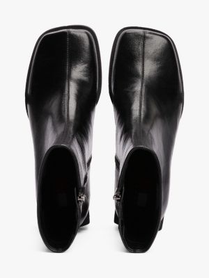 bottines en cuir à bout carré noir pour femmes tommy jeans