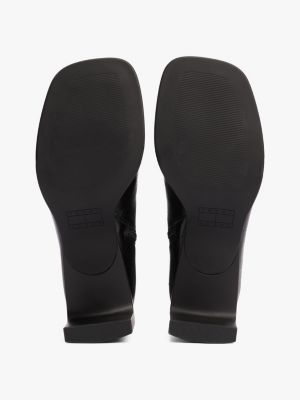 schwarz stiefelette aus leder mit square toe für damen - tommy jeans