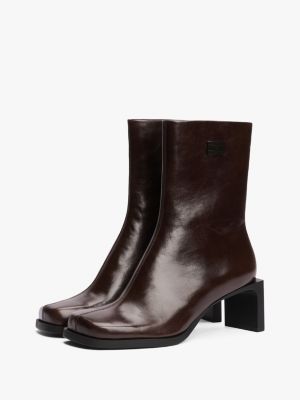 bottines en cuir à bout carré noir pour femmes tommy jeans