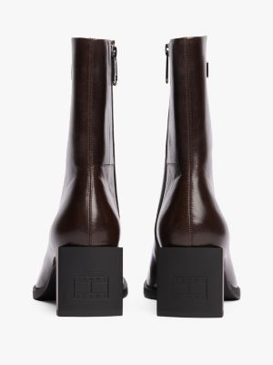 bottines en cuir à bout carré noir pour femmes tommy jeans