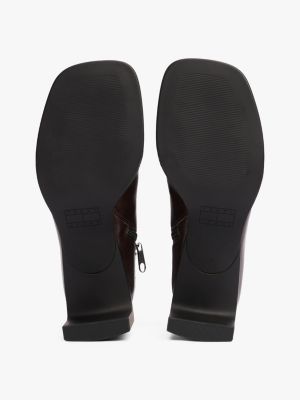 schwarz stiefelette aus leder mit square toe für damen - tommy jeans