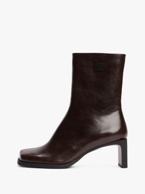 schwarz stiefelette aus leder mit square toe für damen - tommy jeans