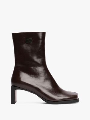 bottines en cuir à bout carré black pour femmes tommy jeans