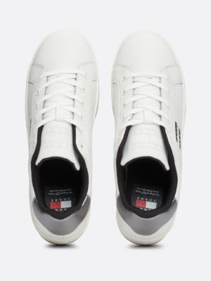 sneakers in pelle con suola alta bianco da donne tommy jeans