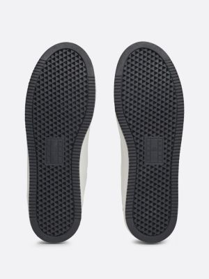 schwarz flatform-ledersneaker mit metallic-absatz für damen - tommy jeans