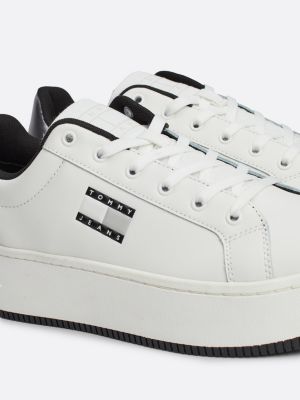 sneakers in pelle con suola alta bianco da donne tommy jeans