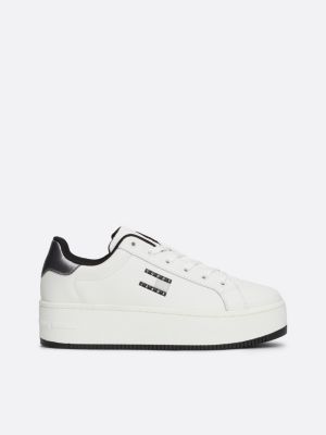 Sneakers in pelle con suola alta Bianco Tommy Hilfiger