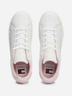 sneakers in pelle con suola alta bianco da donne tommy jeans