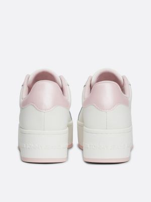 sneakers in pelle con suola alta bianco da donne tommy jeans