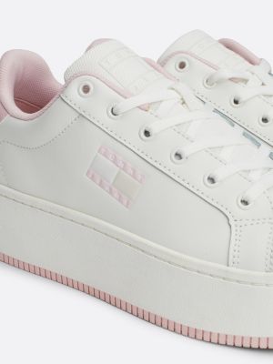 sneakers in pelle con suola alta bianco da donne tommy jeans