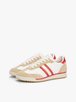 multi leather cleat classic runner trainers for women tommy jeans