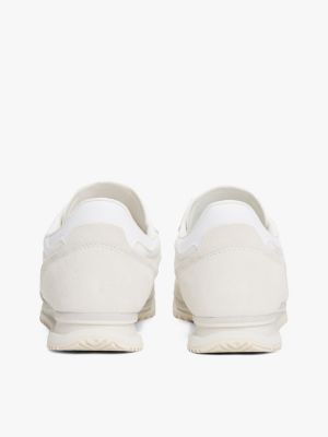 baskets de running en cuir crantées blanc pour femmes tommy jeans