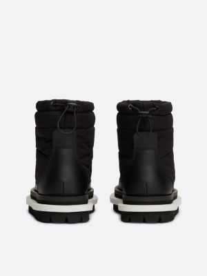 black warm lined padded cleat ankle boots for women tommy jeans