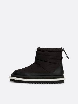 black warm lined padded cleat ankle boots for women tommy jeans