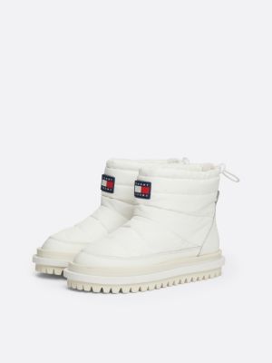 white warm lined padded cleat ankle boots for women tommy jeans