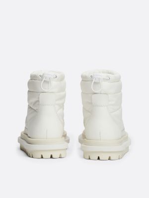 white warm lined padded cleat ankle boots for women tommy jeans