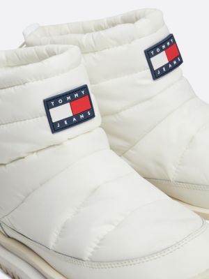 white warm lined padded cleat ankle boots for women tommy jeans