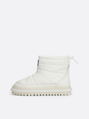 white warm lined padded cleat ankle boots for women tommy jeans