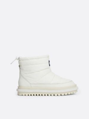 white warm lined padded cleat ankle boots for women tommy jeans