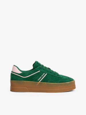 multi the greenwich suède platformsneaker voor dames - tommy jeans