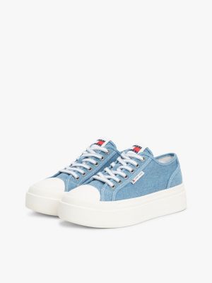 multi denim platform trainers for women tommy jeans