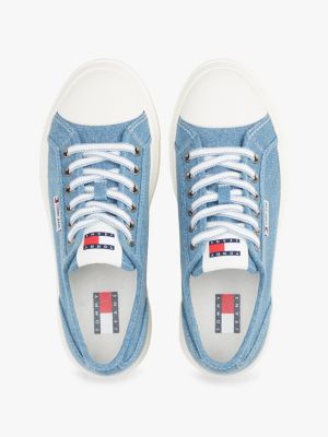 multi denim platform trainers for women tommy jeans