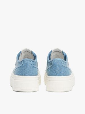 multi denim platform trainers for women tommy jeans