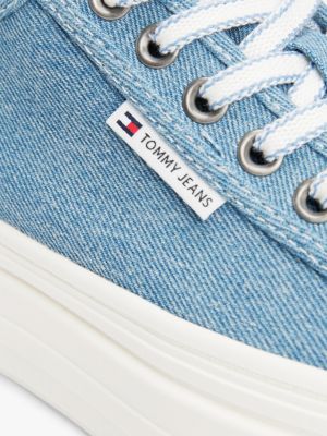 multi denim platform trainers for women tommy jeans