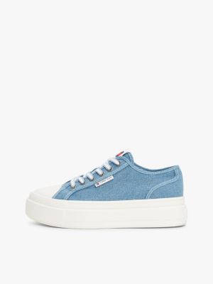 multi denim platform trainers for women tommy jeans