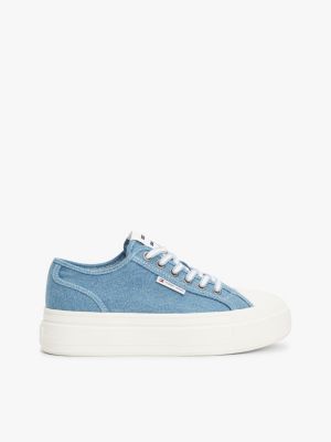 sneakers in denim con suola alta multi da donne tommy jeans