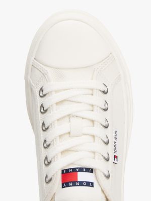 beige denim platform trainers for women tommy jeans