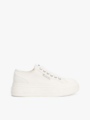 beige denim platform trainers for women tommy jeans