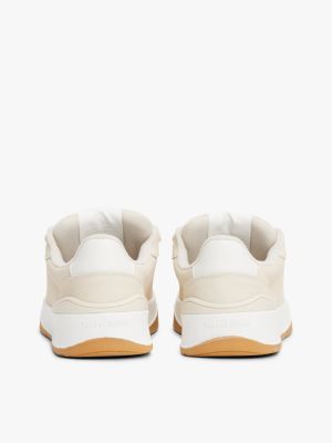 beige leather chunky trainers for women tommy jeans