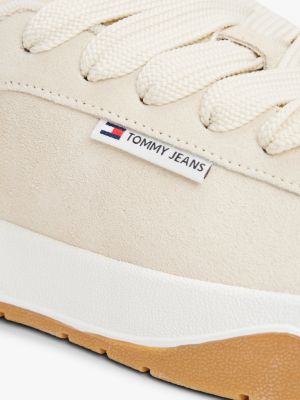 beige leather chunky trainers for women tommy jeans