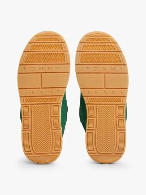 green leather chunky trainers for women tommy jeans