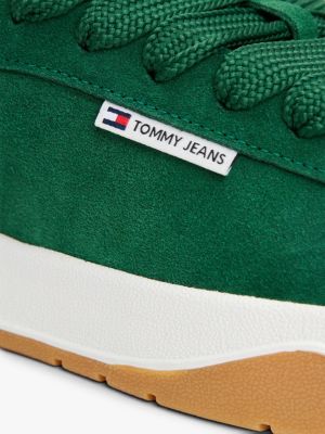 green leather chunky trainers for women tommy jeans