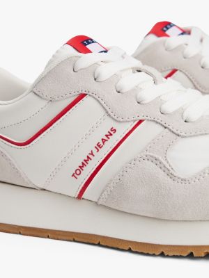 baskets de running légères en daim beige pour femmes tommy jeans