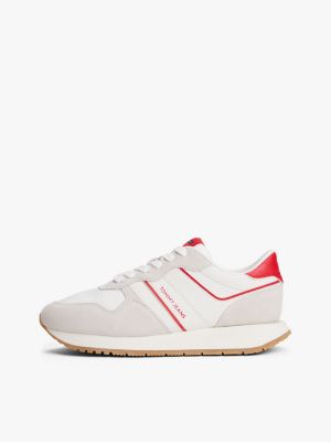 beige suede lightweight running trainers for women tommy jeans