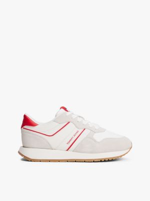 beige suede lightweight running trainers for women tommy jeans