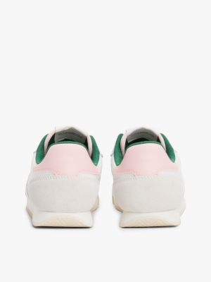 white mixed texture running trainers for women tommy jeans