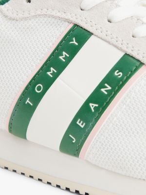 green mixed texture running trainers for women tommy jeans